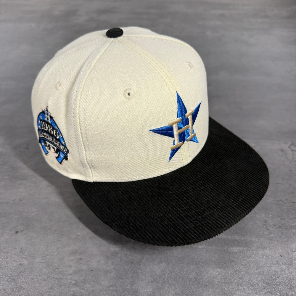 Hat Club Houston Astros New Era Cap 7 1/4 Cream Black Corduroy Baby Blue Patch